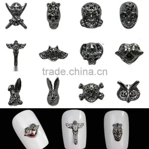 3D Nail Art DIY Rhinestone Decoration Nail Accessories Rock Punk Alloy Skull Rivet Craw For Manicure Tools thumbnail-2