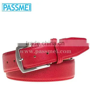 Unisex Genuine Red Leather Pin Buckle Belt thumbnail-1