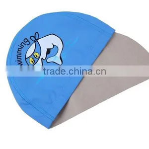 Children Comfortable Wear PU Waterproof Earmuffs Cartoon Dolphin Swimming Cap thumbnail-3