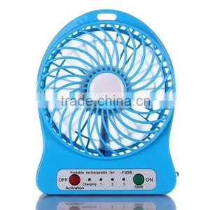 Low Price China Supplier 3 Speed Rechargeable Mini Fan USB Fan With LED Lights Battery thumbnail-1
