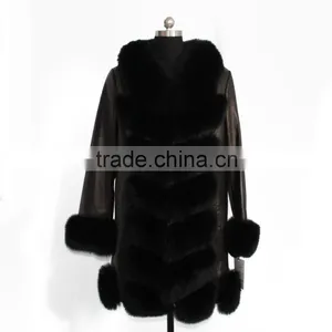 Leather Jacket With Fox Fur Trim / Sheep Leather Fur Coat thumbnail-1