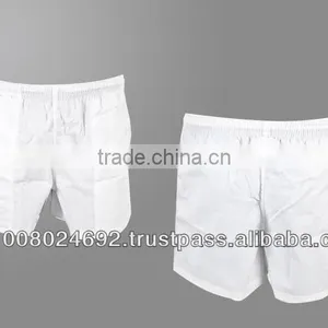 White Cotton Polyester Mix Rugby Short thumbnail-1
