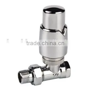 Thermostatic Radiator Valve(TRV)Towel Rail,Straight Body Chrome,chrome Plated Head. thumbnail-1