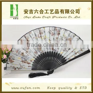OEM Adveritising Bamboo Fan With Colorful Flowers,gift Fan,bamboo Silk Fan thumbnail-1