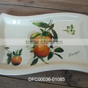 Restaurant Big Kitchen Ceramic Dinner Serving Plate in Irregular Rectangle Shape thumbnail-1