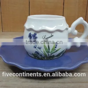 New Lavender Design Ceramic Tea Cup and Saucer thumbnail-1