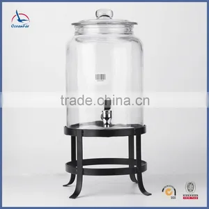 Good Quality Glass Beverage Drink Dispenser Clear Glass Jar With Tap thumbnail-1