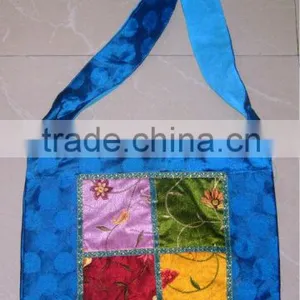 Ethnic Hippe Hobo Silk Jacquaed Patchwork Shoulder Bag Indian Hobo Shoulder Bags thumbnail-1