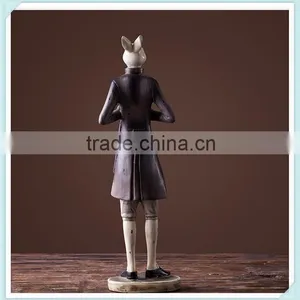 Resin Rabbit Lady and Sir Statue Gentleman Unique Rabbit Figurine for Home Decor thumbnail-3
