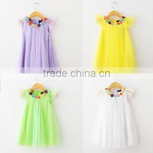 A Little Princess Sleeve Embroidered Collar Chiffon Cotton Vest Dress thumbnail-1