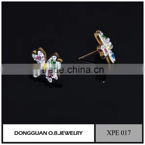 18k Gold Plated Austrian Crystal Dangle Double Pearl Earrings thumbnail-3