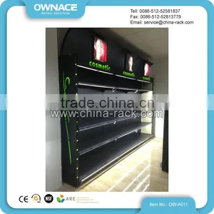 Metal Wall Shelf For Cosmetic With Canopy And Led Light thumbnail-1