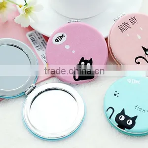 High Quality Square Compact Mirror Customzied Pu Leather Make Up Mirror Different Color Round Shape Leather Makeup Mirror thumbnail-4