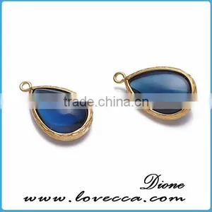 Valentine Gift Jewelry Charms Ruby Glass Pendant Drop Inlay Gold Plating Jewelry thumbnail-6