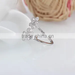 2015 Fashion 925 Sterling Silver Ring Twins Sunflower Desing Zircon Pave Setting Open Ring thumbnail-3
