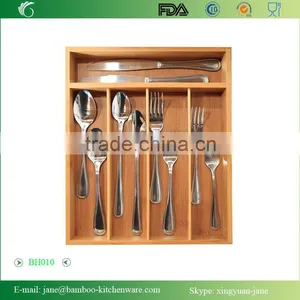 Medium Simple and Useful Seville Classics Bamboo Cutlery Tray and Organizer Drawer thumbnail-1