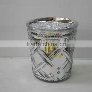 Mini Wide Mouth Glass Diamond Eletroplating Silver Vase With More Style thumbnail-2