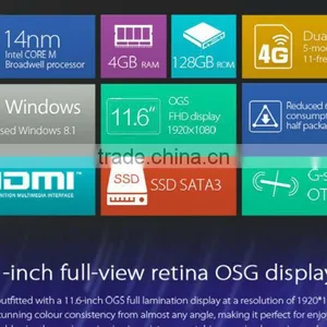 Ultra Thin 11.6 Inch 1920*1080 Wins 8.1 Intel Core-M 4GB RAM 128GB ROM Original Cube i7 Tablet PC thumbnail-3