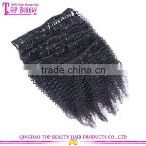 Wholesale Price 10-30" Afro Kinky Curly Clip in Hair Extensions Virgin Mongolian Clip in Hair Extensions for Black Women thumbnail-3