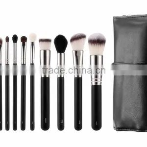 Top Grade Copper Ferrule 10pcs Private Label Makeup Brush Black, High Quality Private Label Makeup Brush Black thumbnail-1