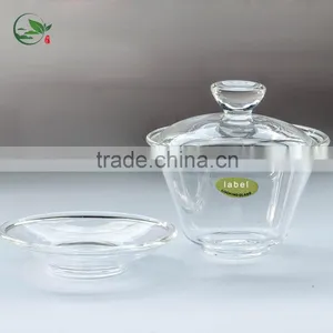 2016 Hot Selling Borosilicate Heat-resistant Gaiwan Mouth-blown Clean Glass Lid Tea Cup And Saucer Tea Set thumbnail-2