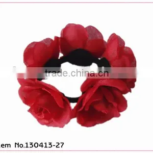 Red Rose Flower Hair Scrunchie thumbnail-1