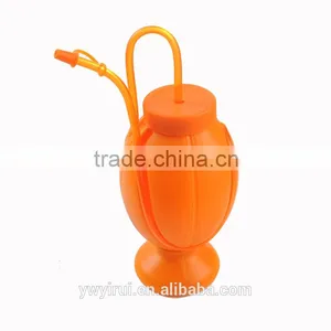 Rugby Shape Plastic Cup With Straw thumbnail-1