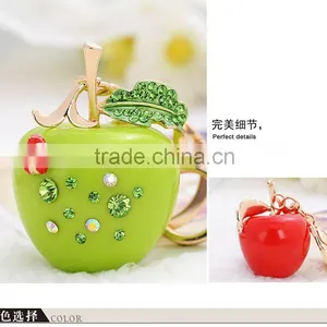 Colorful Crystal Rhinestone Accessories 3D APPLE Shape Key Chains and Key Rings thumbnail-4