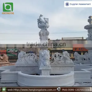 Factory Carved Big White Stone Marble Fountain With Lions and Children thumbnail-1