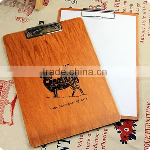 A4A5A6 Wood Clipboard With Flat Metal Clip Restaurant Menu Holders for Coffee Catering Memo Clipboard Promotion Gift thumbnail-1