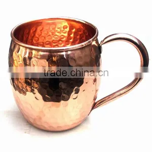 AMAZON BEST SELLING FDA APPROVED 470 ML 100% PURE COPPER BARREL HAMMERED MOSCOW MULE MUG thumbnail-1