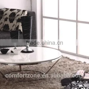 CT06 Basic Designs Artificial Marble Top Coffee Table With Stainless Steel Frame. thumbnail-1