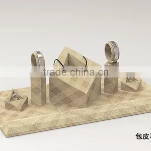 Fashion Design Earring Ring Necklace Display Stand Custom Leather Jewelry Display Set thumbnail-2