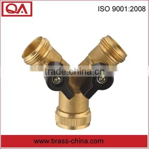Garden Water Y Connector With Brass Ball Valve thumbnail-1