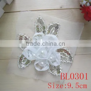 Vintage Beautiful Two Colors Available Sequin Rhinestone Applique for Wedding Dress thumbnail-3