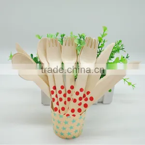 2017 Customize Packing Travel Cutlery Set Disposable Wooden Cutlery thumbnail-2