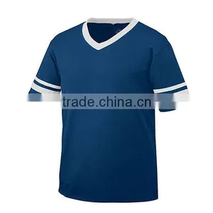 Sports Jersey Summer Cool Men Tee Cotton Sportswear Knit Contrast Two Tone Stripe Sleeve T Shirt Football Jersey New Model thumbnail-4
