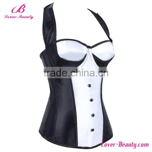 Charming White&Black Lace Up Sexy Body Shaper Corset Steampunk thumbnail-2