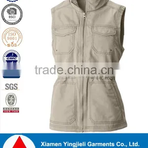 New Designed 2016 Fitness Women's Woven Washing Vest With YKK Zippers thumbnail-1