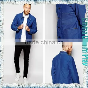 2016 Ashion Design Mens Best Quality Regular Fitted Chic Blue Denim Jackets Wholesale thumbnail-1