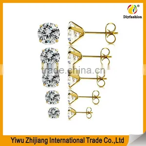 Wholesale Stainless Steel Cubic Zirconia Stud Earrings With Many Stlye thumbnail-1