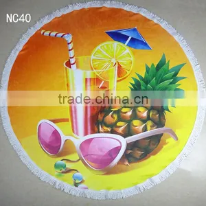 Pineapple Printed Round Beach Towel/jkr Bath Towel Table Towel Shawl Yoga Mat Beach Towels/ Round Beach Towels thumbnail-1