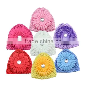 Corchet Beanies Baby Hat With Flower thumbnail-1