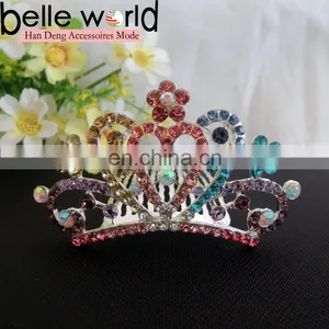 Fancy Heart Shape Rhinestone Tiara Hair Comb Clip For Party thumbnail-1