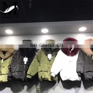 2017 Hot Selling New Design Women Real Big Raccoon Fur Collar New Down Coat thumbnail-2