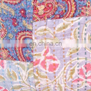 Vintage Kantha Multi Colour Throw Cushion Cover in Patchwork thumbnail-2