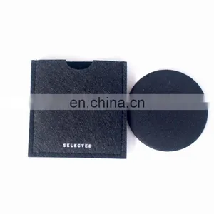 Custom Personalized Fabric Covered Round Pocket Mirror With Pouch thumbnail-1