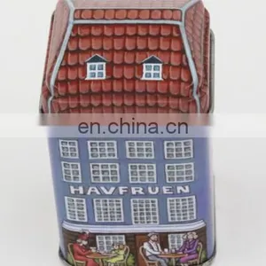 Small Square House Tea Cookie Coffee Tin Can thumbnail-1
