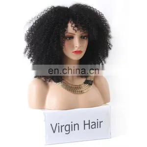 Top Selling 100% Virgin Unprocessed Brazilian Hair Natural Color Short Afro Kinky Lace Human Hair Wigs thumbnail-2