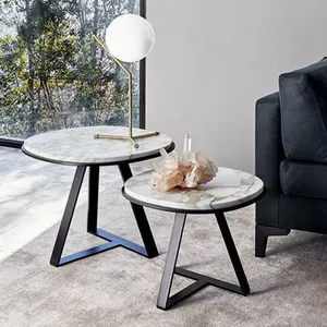 Solid Surface White Marble Coffee Table Convertible Coffee Table to Dining Tables for Furniture thumbnail-5
